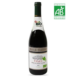 VISAN COTES DU RHONE VIN ROUGE BIO VILLAGES RIVES ET TERRASSES 2022 0,75L